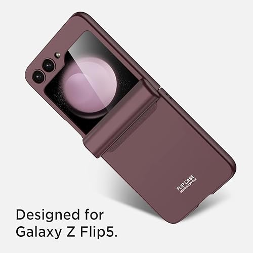 Miniatura 2 de Miimall Funda para Samsung Galaxy Z Flip 5 - Protección de bisagra, plegable delgada, anticaídas, a prueba de golpes, con bisagra magnética (vino)