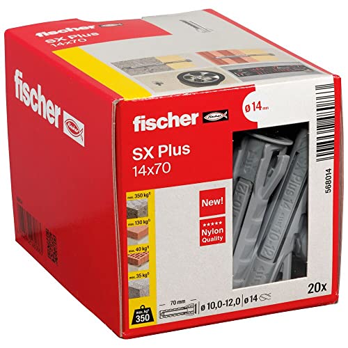 fischer 568014 SX Plus - Tasselli a espansione da parete, 14 x 70 mm, confezione da 20