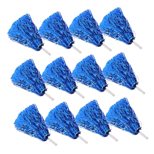 balacoo 12-Pack Cheerleading Pom Poms Metal Foil Hand Flower Props Cheerleading Supplies for School Sports Events Decorations