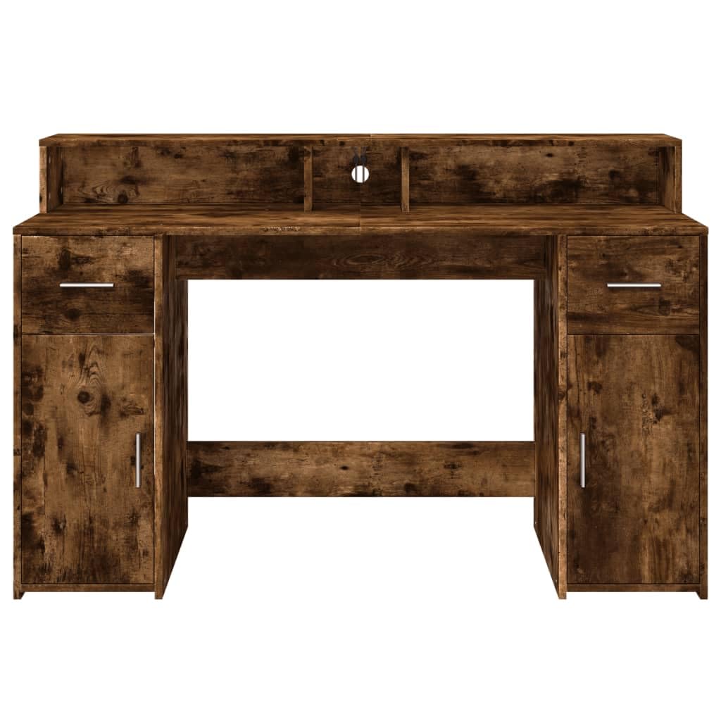 Homgoday Scrivania a LED per computer, ufficio, ufficio, ufficio, soggiorno, studio, incenso, 140 x 55 x 91 cm, materiale in legno