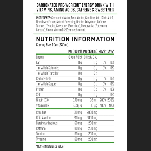 Applied Nutrition ABE Pre Workout Cans - All Black Everything Energy + Performance Drink, ABE Carbonated Beverage Sugar Free with Caffeine (Pack of 12 Cans x 330ml) (Apple Burst)