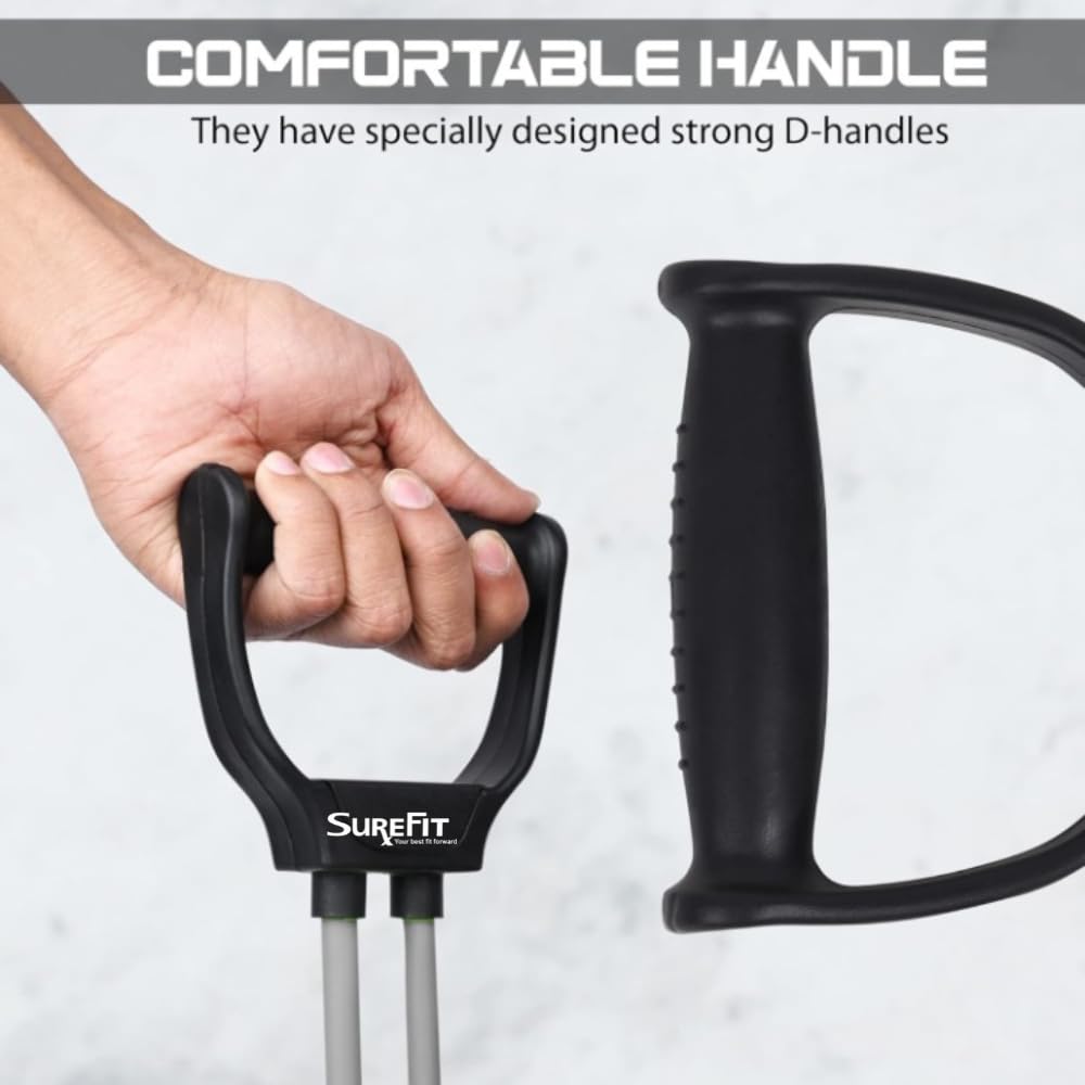 SUREFIT Double Spring Tummy Trimmer with Resistance Band | Full Body Home Workout Equipment for Abs, Arms, Chest & Legs | Non-Slip Foam Handle & Foot Pedal | For Men & Women 3