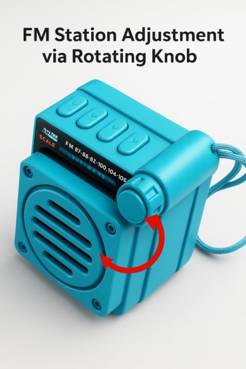 Image of Fire Turtle Pocket Blast FM Radio with Bluetooth Speaker with Powerful Sound,FM Recording, Antenna, 6w-12 Hours (USB Charging) and Number Pad (AUX, SD Card, USB Input) (Mini Retro Blue)