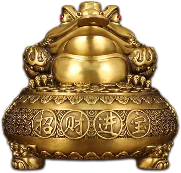銅製 金蟾聚宝盆 招財進宝 蓋付 装飾品 工芸品 美術品 置物 黃銅聚寶盆金蟾招財擺件中式居家客廳旺財金蟾蜍大禮品