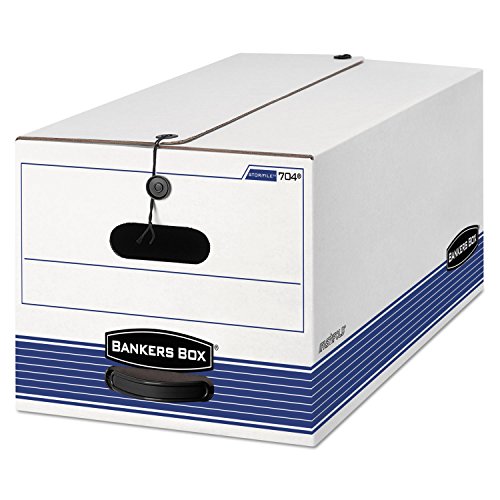 Bankers Box 0070503 STOR/FILE Storage Box, Legal, String and Button, White/Blue, 4/Carton