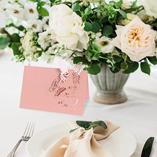 Uposao 50 Stück Tischkarten Hochzeit, Hohle Schmetterling Platzkarten Grußkarten zum Beschriften Namenskarten Sitzplatzkarten Blanko für Hochzeit Party Feste Geburtstag Party Dekoration,Lila