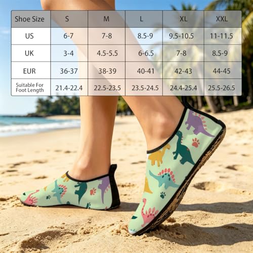Zapatos acuáticos unisex con estampado de dinosaurio para playa y surf 3