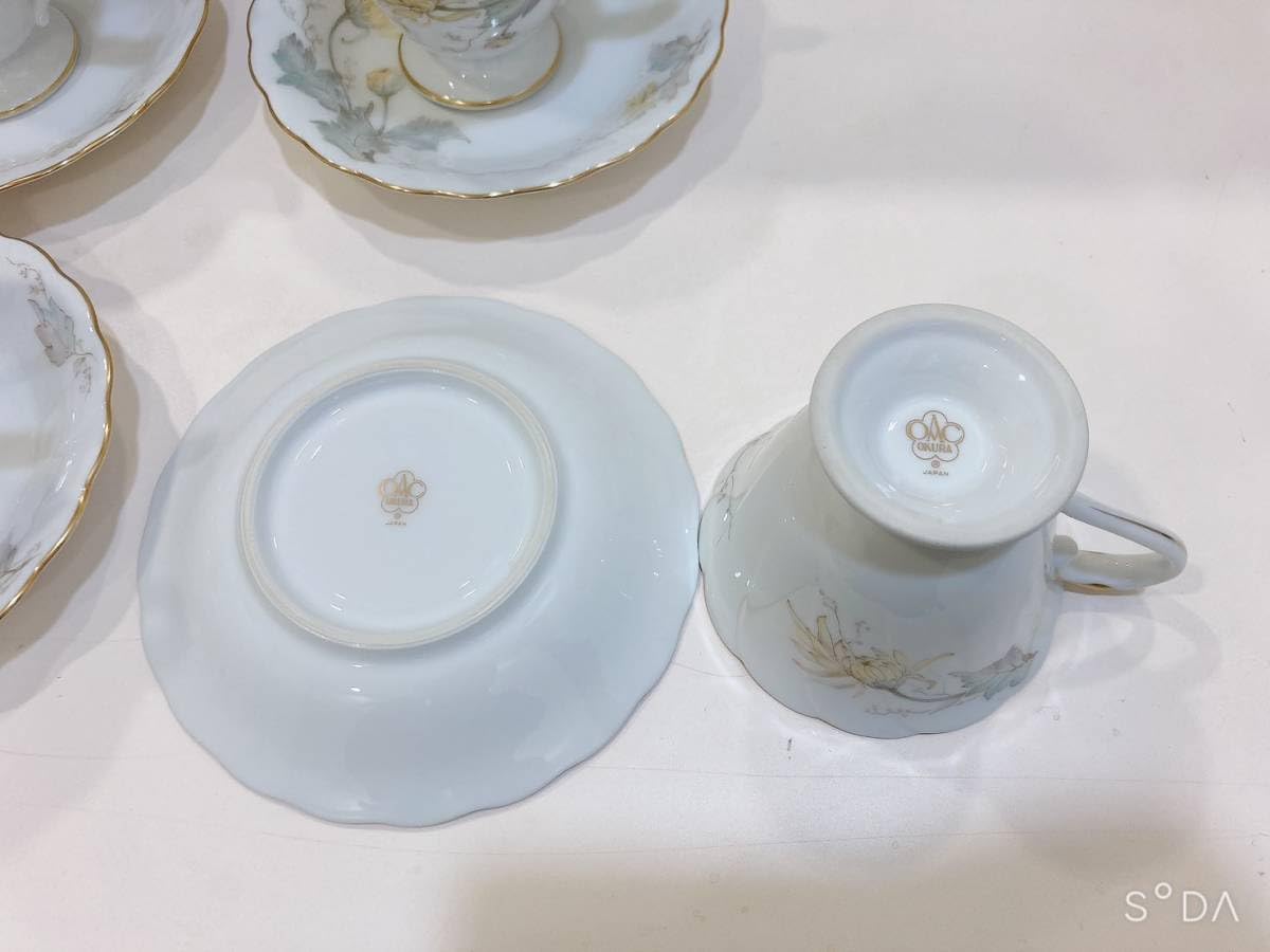 Amazon.co.jp: 大倉陶園 手描き 色絵糸菊 カップ＆ソーサー 6客 箱付き 