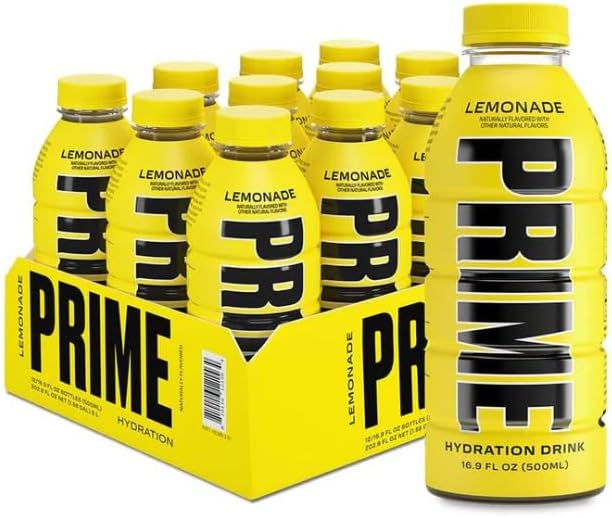 PRIME Hydration Lemonade| Electrolyte Enhanced for Ultimate Hydration | 250mg BCAAs | B Vitamins | Antioxidants | 720mg Electrolytes | 10.5% Coconut Water | 500mL Bottle |12 Pack