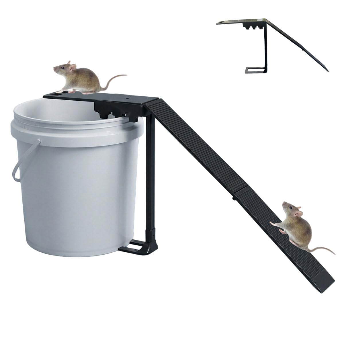 Mouse Trap Bucket -Auto Reset Multi-Catch Rat Trap, Polycarbonate Humane & Lethal Dual Mode Rodent Trap, 5 Gallon Bucket Compatible Indoor Mouse Catcher for Home Kitchen Garage 2pcs