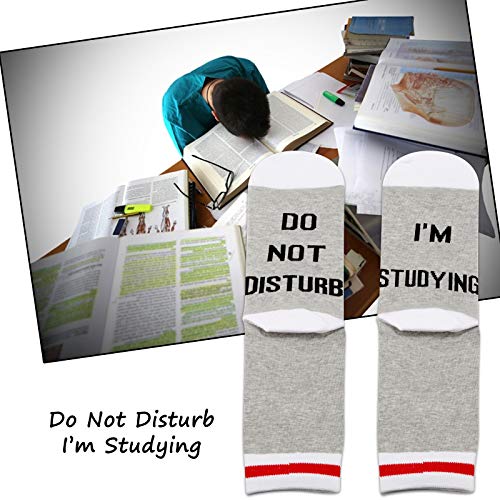 PXTIDY 2 Pairs Do Not Disturb I'm Studying Novelty Socks - Bookworm Gift for Student Reading Lover4