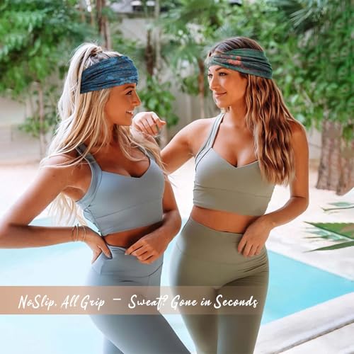 Image of Awumbuk Wide Headbands for Women Knotted No Slip Head Bands Soft Turban Headband Hair Accessories Boho African Solid Color Head Wraps for Women Yoga Workout (Dark Green)