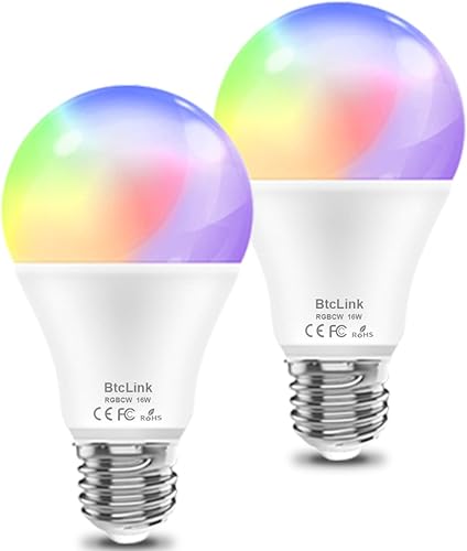 BtcLink Bombillas LED inteligentes equivalentes a 150 W, bombillas Alexa de 1500 lúmenes, 15 W, bombillas A19 E26 ultra brillantes que cambian de