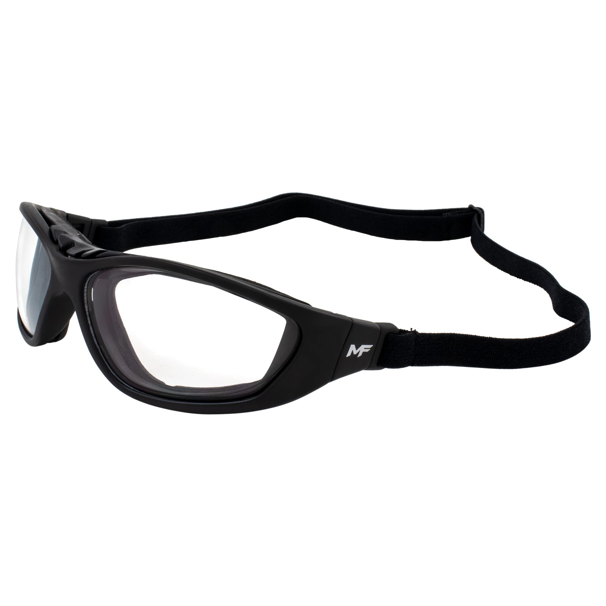 Patriot - Gafas de seguridad bifocales acolchadas para motocicleta, color negro con lente transparente + aumento de 1.5 Z78.1+, gafas convertidas en gafas