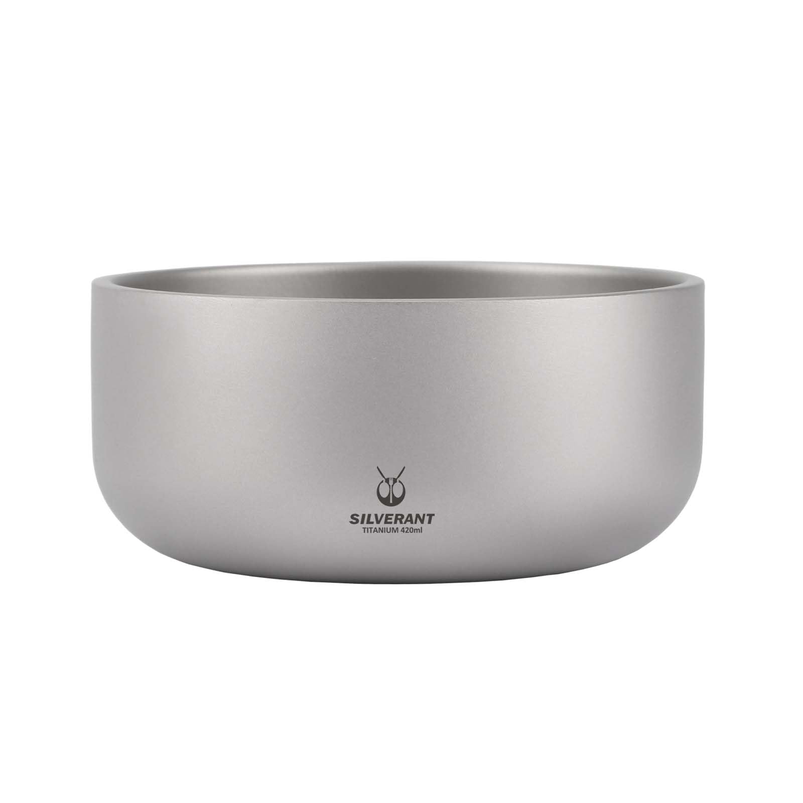 SILVERANT Double Wall Bowl, Ultralight Portable Oatmeal Food Rice Soup Bowl Outdoor Camping Tableware (420ml Sandblasted)