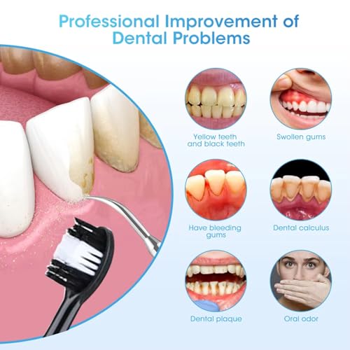 Image of Obvie Sonic Electric Toothbrush for Adults, 5 Modes, Plaque removal for teeth, Teeth Whitening Kit 2 Brush Heads, 2 Cleaner & Battery Last up to 30 Days, IPX7, Electric Power Tooth brush (black)