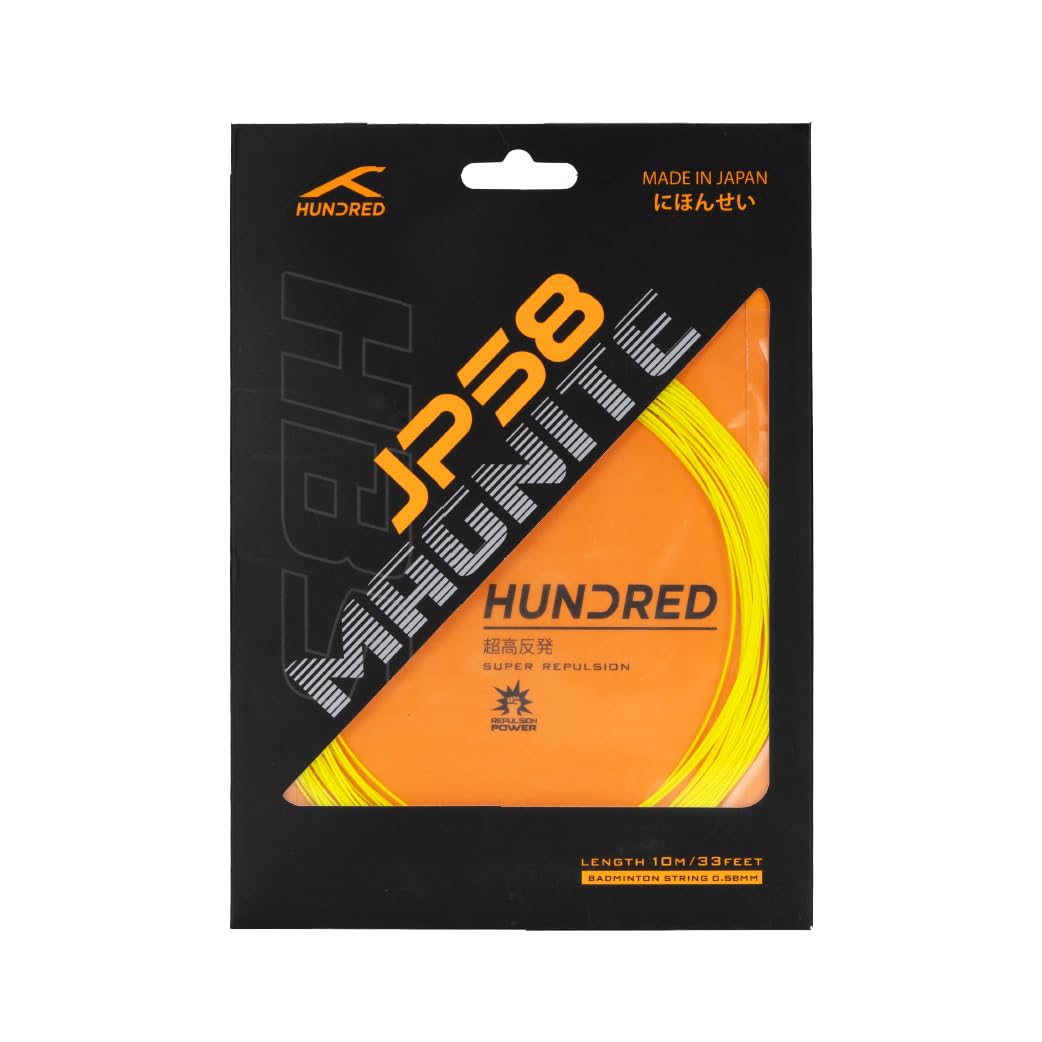 HUNDRED JP58 Magnite Badminton String | 0.58 mm Ultra-Thin High Repulsion & Control | Crisp Hitting Sound | Excellent Shock Absorption | Made in Japan (Sorbert Lime)