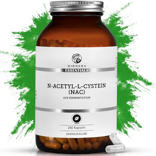QIDOSHA NAC 800 Kapseln hochdosiert 240 Kapseln im Apothekerglas 800mg N-Acetyl-L-Cystein je Kapsel vegan laborgeprueft deutsche Fertigung