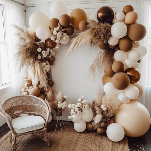 Image of 108Pcs Double Stuffed Dark Brown Balloon Garland Arch Kit