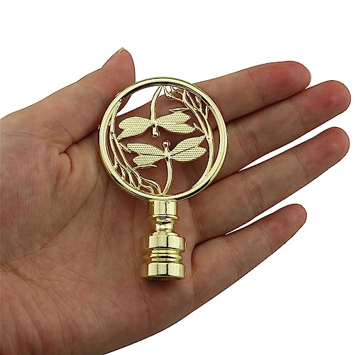 Image of Double Dragonflies Lamp Finials 1-3 /8 Inches Lamp Finial Cap Knob, Dragonfly Design Lamp Decoration Hollowing Out Treatment for Lamp Shade, Gold