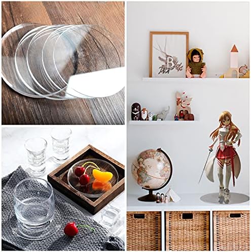 24 Pieces Circle Clear Acrylic Sheet 2mm Acrylic Plastic Disc Circle Acrylic Sheets Transparent Acrylic Panel for Picture Frame Painting DIY Crafts (Transparent, 10 * 10 * 0.2cm)