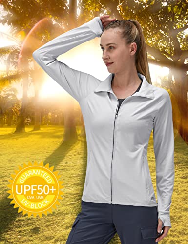 Image of Women's UPF 50+ UV Sun Protection Clothing Long Sleeve Athletic Hiking Shirts Lightweight SPF Zip Up Outdoor Jacket