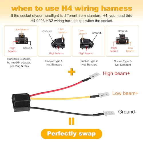 Image of 4x6 Inch Rectangular LED Headlights, 2PCS with H4 Socket - Compatible with Peterbilt, Kenworth, Freightliner, Ford Probe, Chevy Cutlass | Replaces H4651, H4652, H4656, H4666, H6545