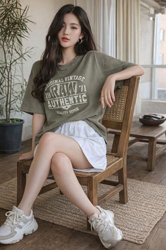 Image of London Hills Women's Loose Fit Graphic Printed T-Shirt | Soft Cotton Blend Fabric | Round Neck Half Sleeve Casual Top, Travel & College