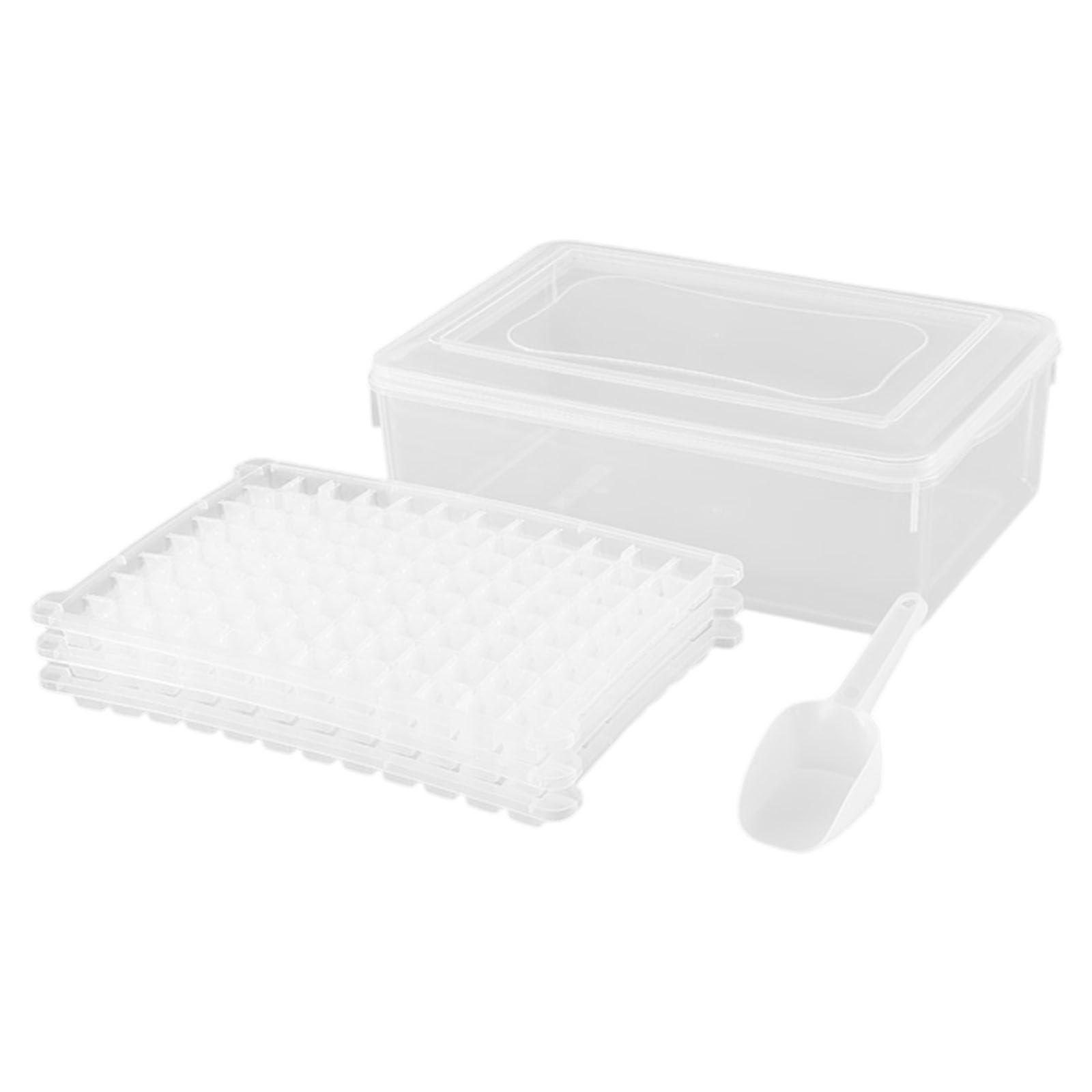 Tsophreniq Space Efficient Ice Cubes Tray PP Materials Stackable Mold with Lid Suitable for Small Freezers Mold for Drink