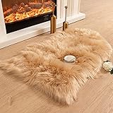 Carvapet Luxury Soft Faux Sheepskin Chair Cover Seat Pad Plush Fur Area Rugs for Bedroom, 2ft x 3ft,...