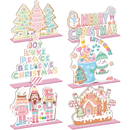 Weysat 6 Pcs Christmas Table Centerpiece Decorations Pastel Candy...