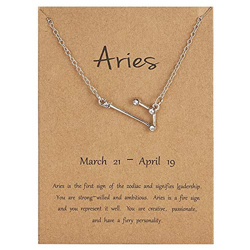 Preisvergleich Produktbild DDDDMMMY Halskette,Mode Widder 12 Sternbilder Halsketten Frauen Silber Kristall Halsketten Halskette Anhänger Schmuck Beste Freundin Geschenke