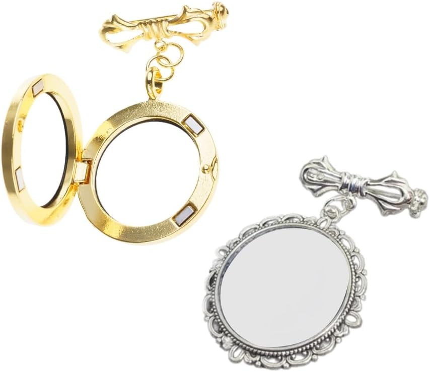 Lacy Oval Shaped Badge Handmade Photo Frame Brooch for Women Girls Elegant Lapel Pin Stylish Accessory for Parties and Dates