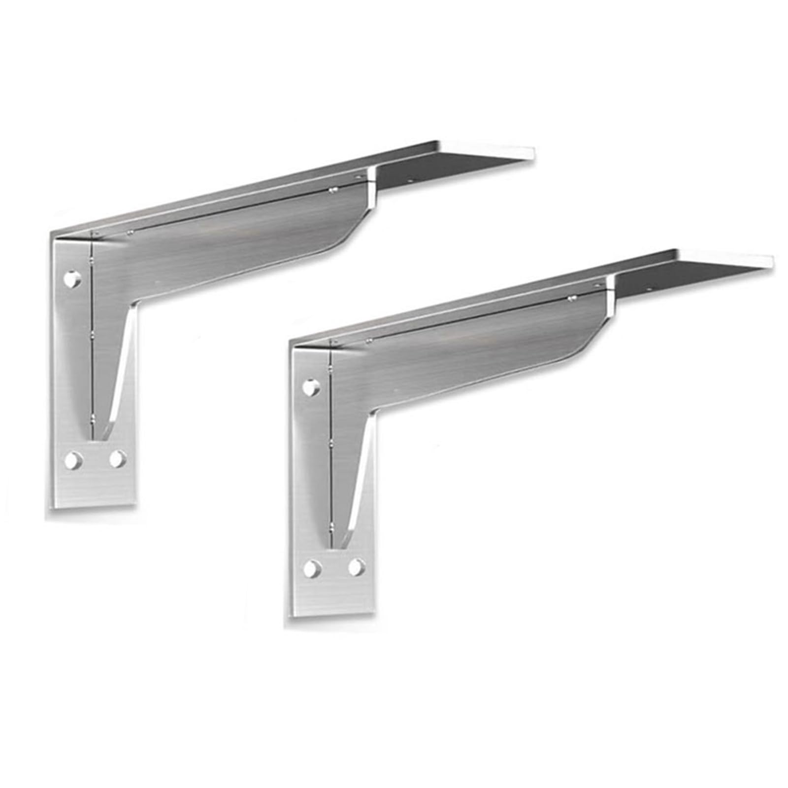 2 Pezzi Reggimensola,Staffe per Mensole Pesanti in Acciaio Inox,Staffa a Parete per Mensola Galleggianti,Supporti per Scaffali a L,per Capannone,Libreria,con Viti,Argento (390mm)