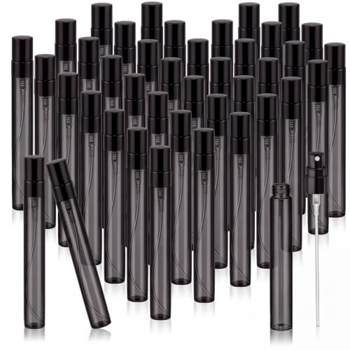 Zhehao 50 Pcs Mini Spray Bottles, Perfume Bottle, Black, 10 Ml
