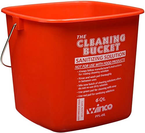 Image of Winco 6 qt Red Plastic Cleaning Bucket | Dishwasher safe, BPA-free