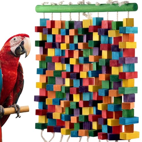 DBNESS Large Bird Toy 20in Parrot Toys for Cage Multicolored Natural Chew Wooden Blocks for Medium to Large Macaws Amazon African Grey Cockatoos