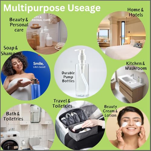 Image of LIMAT 200ml Cream & Lotion, Liqiud Handwash Dispenser Set Shop Dispenser for Bathroom Handwash Dispenser Plastic, Hair Oil Dispenser (Set of 3 Transparent Bottle with White Pump, Small 200ml