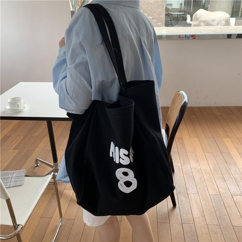 Image of Jeelow Large Striped Or Patterned Canvas Tote Bag for Women Men Shoulder Handbag with Zipper Pocket Travel