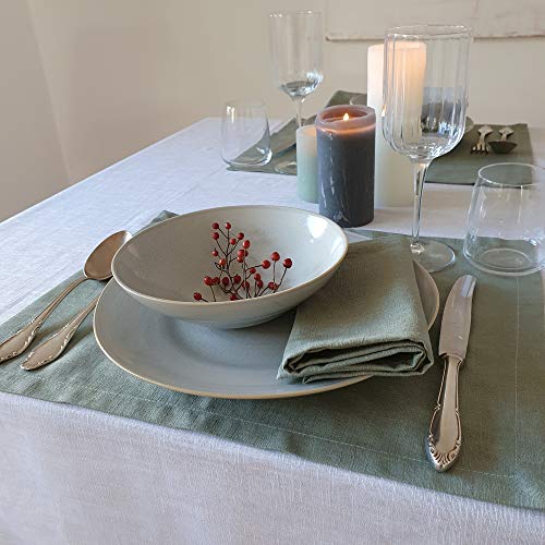 Farnberg Tischset aus Leinen - 4 Stück - edles Platzset - Untersetzer für ESS,- Küchentisch - waschbare Platzdeckchen - (45 x 35 cm) - (Salbei) Cover