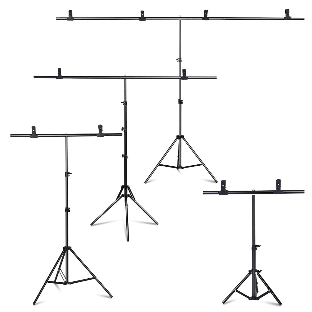 eWINNER T-Shape Backdrop Stand Kit 150 * 200CM Adjustable Portable Photo Backdrop Stand with 4 Spring Clamps & Sandbag for Parties Birthday Parties & Photographic Studio Video