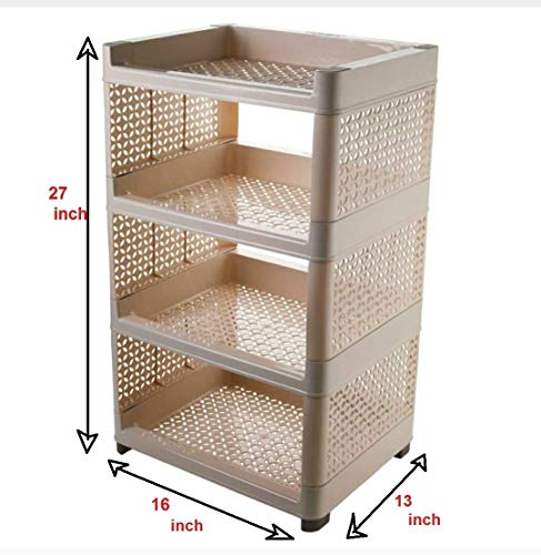 Image of NAMRA Rectangular Plastic Shelf Cabinet, (Standard Size, 16.5 x 13 x 29 Inches, Glossy Finish, Brown)(1)