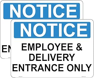 Haobase 2 Pcs Notice Employee & Delivery Entrance Sign Sticker - 25 cm x 17.5 cm- Self Adhesive Vinyl