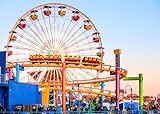 Loccor 7x5ft Fabric Amusement Park Ferris Wheel Backdrop for Photography Roller Coaster Fantasy Pacific Park Background for Birthday Party Supplies Baby Shower Decoration Photo Studio Props