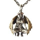 HATOKYO New Retro Punk Mythology Style Metal Double Wings Devil Angel Pendant Necklace for Men Women Cool Charm Lucky Amulet Jewelry