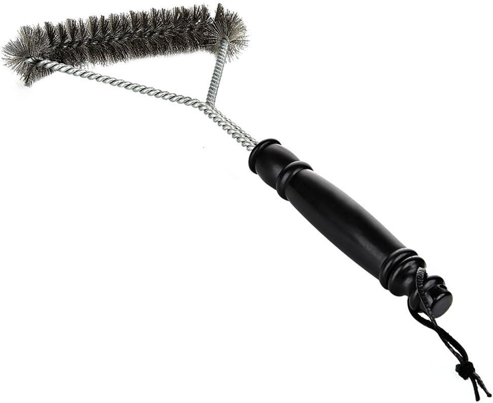 BBQ Brush, 3-Sided BBQ Wire Brush with Hanging Loop, Grill Cleaning for Weber, Char-Broil, Porcelain and Infrared Grills, Stainless Steel Bristles, 1 Piece