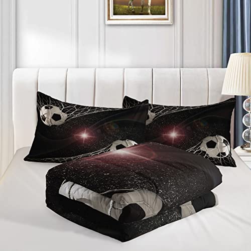 Bsntho Soccer Print Comforter For Boys Queen Size,Football Sports Kids Comforter Set,3Pcs Bedding Set Galaxy Comforter With 2 Pillowcases,Soft And Lightweight,For All Seasons #TOP2