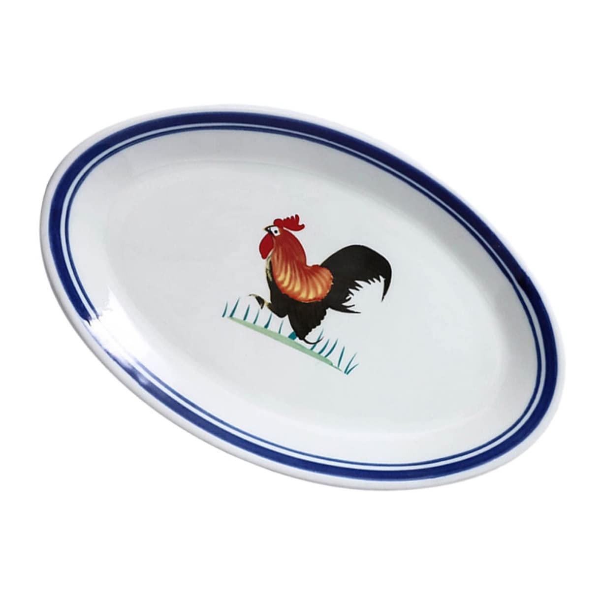 Assiette ovale céramique haut de gamme finition rétro blanc épuré