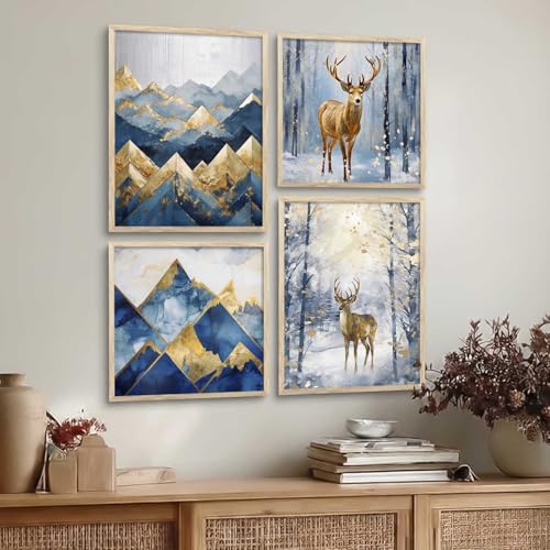 Image of kotart Aesthetic Wall Decor Paintings with Frame for Home Decoration - Painting for Living Room Bedroom Office - Framed Painting for Wall Decoration - Pack of 4 (Art 3, Big (13x17 or 13x13 inch))