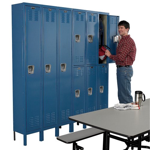 HALLOWELL Premium Steel Lockers - 2-Tier Lockers - Gray
